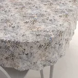 Sametový oválný ubrus Tamara TMR-057 Modro-zelený zámecký vzor na krémovém 100x160 cm