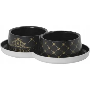 Miska pro psa Sada dvou plastových misek Yarro, černá, 0,7 l