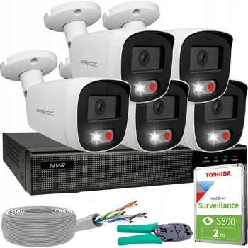 Bezpečnostní kamera Monitorovací sada 5 IP kamer 4K 8MP POE IR Mikrofon Detekce HDD 2TB