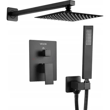 Sprchový set Sprchový set s dešťovou hlavicí 20 cm čtvercový s baterií, nástěnný, černý mat