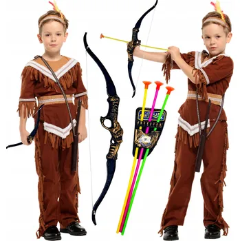 Karnevalový kostým KOSTÝM INDIÁN INDIÁNKA PŘEVLEK INDIÁN APÁČ INDIÁNSKÝ OBLOUK 128 134 CM