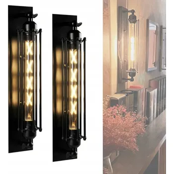 Nástěnné svítidlo 2 KS Nástěnné svítidlo do obýváku E27 retro černé