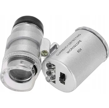 Lupa KAPESNÍ MIKROSKOP LUPA ZVĚTŠENÍ 60X LED UV SVĚTLO