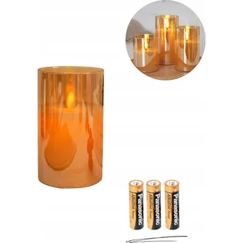 Svíčka ELEKTRICKÁ SVÍČKA NÁHRADNÍ DO HŘBITOVNÍCH SVÍČEK ŽLUTÁ ZLATÁ 12,5 CM LED NA BATERIE