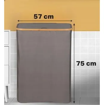 Koš na prádlo K-VIVID Koš na prádlo 3dílný šedý 158 l s víkem a úchyty