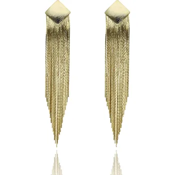 Náušnice Výrazné visací náušnice YVON s kaskádou řetízků ve zlaté barvě