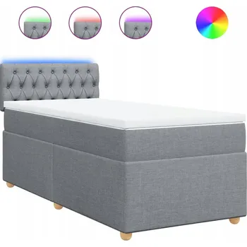 Postel Kontinentální postel světle šedá 190 x 90 x 100,5 cm s LED osvětlením