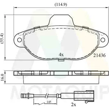 Brzdová destička Sada brzdových destiček, vždy 4 kusy v sadě MOTAQUIP LVXL1409