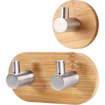 Věšák Samolepicí dřevěné háčky na ručníky, 2 ks