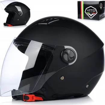 Helma na motorku MOTOCYKLOVÁ PŘILBA OTEVŘENÁ | VITO BRAVO | ČERNÁ MATNÁ PŘILBA NA SKÚTR CHOPPER ECE 22.06