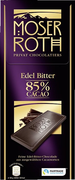 Moser Roth Edel Bitter hořká čokoláda 85 % 125 g od 79 Kč - Zbozi.cz