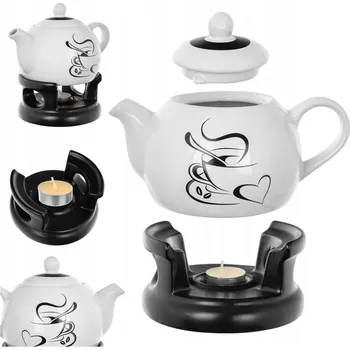 Konvice na čaj KONVICE NA ČAJ S OHŘÍVAČEM, ČAJNÍK 1L KERAMICKÝ DÁREK