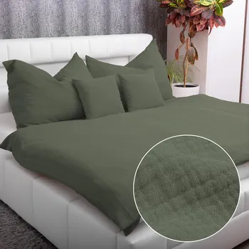 Povlečení Mušelínové ložní povlečení Nature MSN-076 Zelená khaki Jednolůžko 140x200 a 70x90 cm