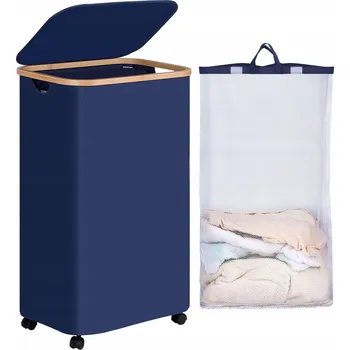 Koš na prádlo EFLUKY Koš na prádlo s kolečky 100L skládací šedý s víkem a taškou