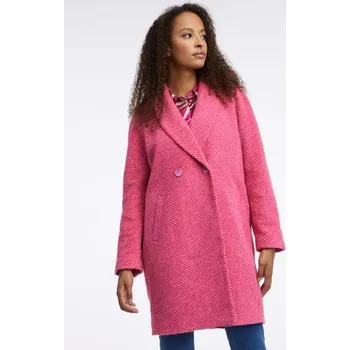 Dámský kabát Tmavě růžový dámský kabát s příměsí vlny