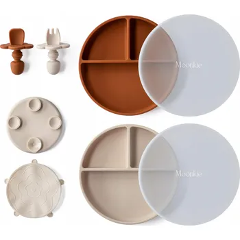 Talíř MOONKIE Silikonová Sada Talířů pro Děti s Přísavkou, Bez BPA