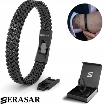 Náramek Pánský náramek z nerezové oceli SERASAR [Franco] - Černý - 23 cm - E00