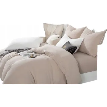 Povlečení BÉŽOVÉ POVLEČENÍ PRODYŠNÝ MUŠELÍN 140x200 + 1 POVLAK KOMPLET JEMNÝ