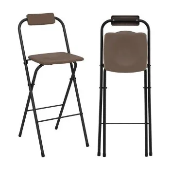 Barová židle Sada 2 barových židlí NP12698CF-2 s opěradlem a podnožkou, nosnost do 150 kg, hnědá - A COSTWAY