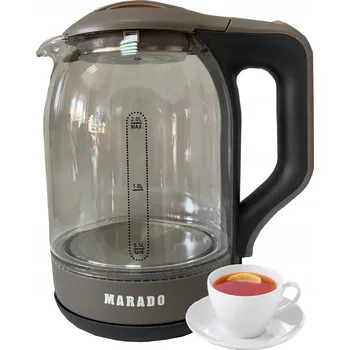 Rychlovarná konvice RYCHLOVARNÁ KONVICE MARADO BEZDRÁTOVÁ MA-0806 SKLENĚNÁ 2L 1500W ČERNÁ