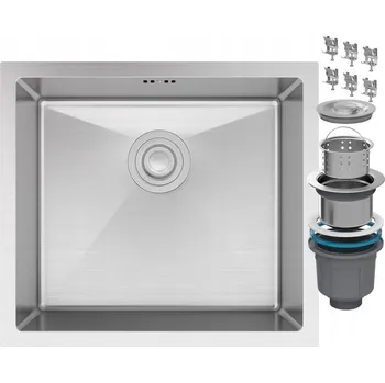 Granitový dřez Jednokomorový dřez Granitan BARI ocel stříbrný