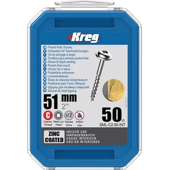 Šroub Kreg Zinc Maxi-Loc Šrouby pro skryté spoje - 51 mm, hrubý závit, 50 ks