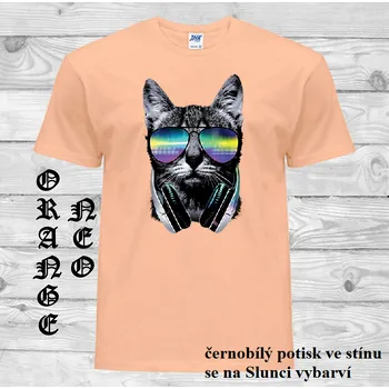 Pánské tričko panske-bavlnene_tricko_uv_potisk_DJ_kocka Barva: Orange neo - matně oranžová, velikost: XL