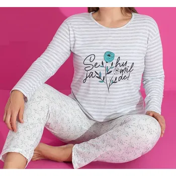 Dámské pyžamo Dámské bavlněné pyžamo dlouhé, dlouhý rukáv, dlouhé kalhoty, 2XL XXL plus size