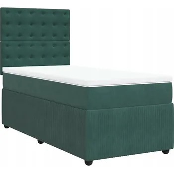 Postel Kontinentální postel tmavě zelená 200 x 90 x 140,5/150,5 cm s matrací a čelem