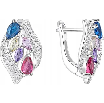 Náušnice ANGLICKÉ DÁMSKÉ NÁUŠNICE , BAREVNÉ STŘÍBRO O RYZOSTI 925 POKOVÁNO RHODIEM