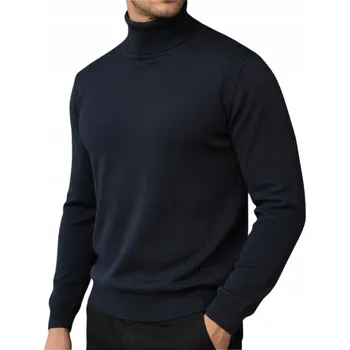 Pánský svetr Rolák pánský klasický s dlouhým rukávem tmavě modrý WX2358 - XXL