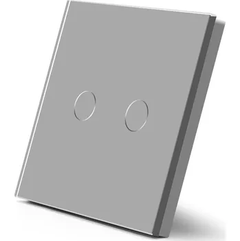 Elektrická zásuvka Ledspace Skleněný dotykový vypínač dvojitý - ŠEDÝ - SKLO