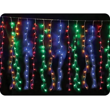 LED páska LED záclona 2m, 360LED, 20x větev, 2m délka větve, 8 funkcí, adaptér, transparentní kabel, IP44, RGB [X08360322]