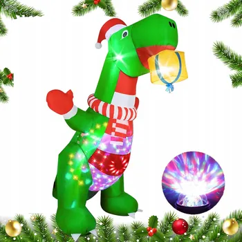 Vánoční dekorace DINOSAUŘI NAFUKOVACÍ VÁNOČNÍ DEKORACE LED OZDOBA ZAHRADNÍ 240 cm