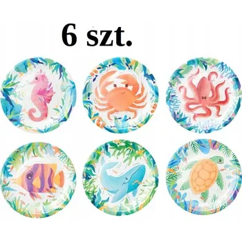 Talíř Id_5037 Talířky TALÍŘEK OCEAN 6 Ks. 18 cm MOŘSKÉ RYBIČKY MUŠLE sada