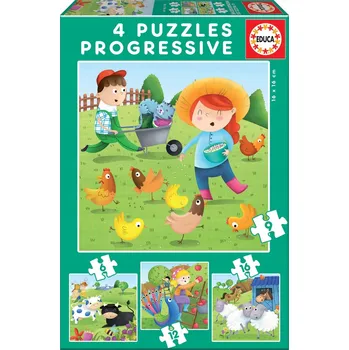 Puzzle Puzzle Educa 43 dílků Puzzle 6+9+12+16 Zvířátka na farmě G3