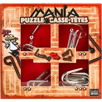 Puzzle Desková hra Kovové puzzle 4 díly Puzzle mania červená G3