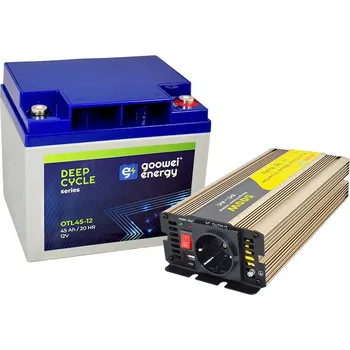 Trakční baterie Set trakční baterie GOOWEI ENERGY OTL45-12 (45Ah) + měnič ROGERELE REP500-12 (500W), 12V