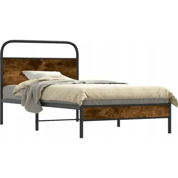 Postel Kovový rám postele s čelem 207 x 105 x 100 cm, kouřový dub
