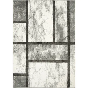 Koberec 160x230 cm KOBEREC LIMA VZHLED MRAMORU/BETONU DO POKOJE ŠEDÝ KRÉMOVÝ OBDÉLNÍKY