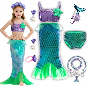 Karnevalový kostým SIRENÍ OCAS MOŘSKÉ PANNY KOSTÝM MOŘSKÁ PANNA PŘEVLEK ARIEL 140 146 cm 8v1