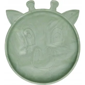 Talíř Nuuroo silikonový talíř na oběd velký ŽIRAFA Světle zelená