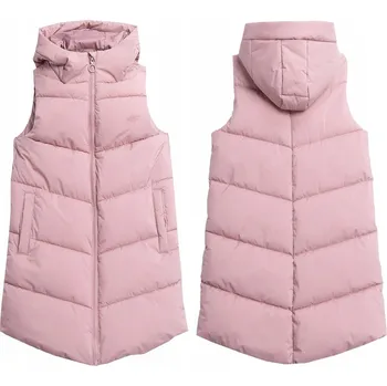 Dámská vesta 4F KABÁT VESTA VESTA PUCH PROŠÍVANÁ SVĚTLE RŮŽOVÁ VELIKOST S