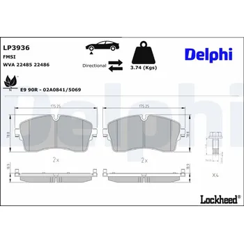 Brzdová destička Sada brzdových destiček, vždy 4 kusy v sadě DELPHI LP3936