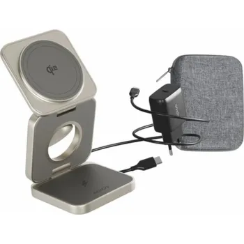 Telefonní příslušenství EPICO UltraBase Qi2 3in1 Fold Alu Mag+ Wireless Charging Stand EF55 - titanium