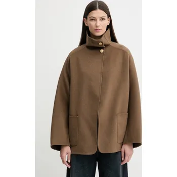 Dámský kabát Kabát s příměsí vlny Tommy Hilfiger WW0WW47758 hnědá 88X, vel. L/XL