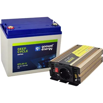 Trakční baterie Set trakční baterie GOOWEI ENERGY OTL35-12 (35Ah) + měnič ROGERELE REP300-12 (300W), 12V
