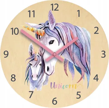 Hodiny Nástěnné hodiny s motivem jednorožce Akryl Jednorožec Koně Kulatý