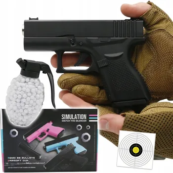 Dětská zbraň KRÁTKÁ KOVOVÁ HRAČKA PISTOLE NA KULIČKY - REPLIKA 6mm + 800 KULIČEK