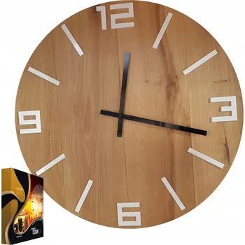 Hodiny Nástěnné hodiny dubové dřevěné Quartz Arabic Wood White ručičky Black